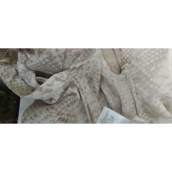 Tahari Top Women's S Snakeskin Button Up Short Sleeve Taupe White Quiet Luxury - Picture 7 of 9